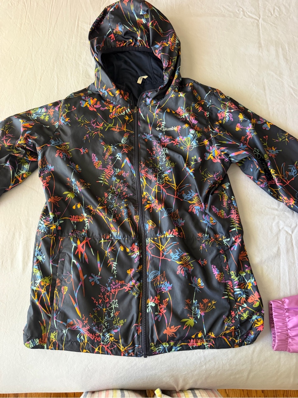 Columbia Reversable Floral Hooded Rain Jacket